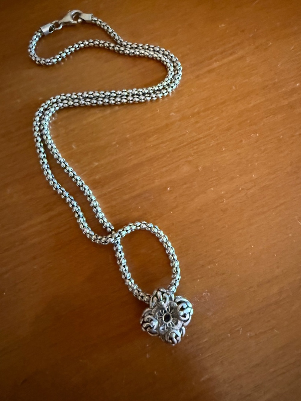 Silver Pendant Necklace with Sparkly Blue Stone - Picture 5 of 6